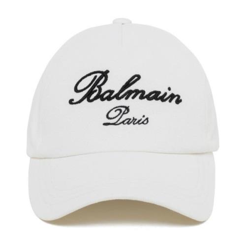 Balmain Ivory White Baseball Cap White, Herr