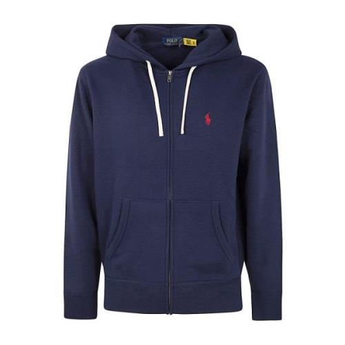 Ralph Lauren Marinblå Fleece Hoodie Blue, Herr