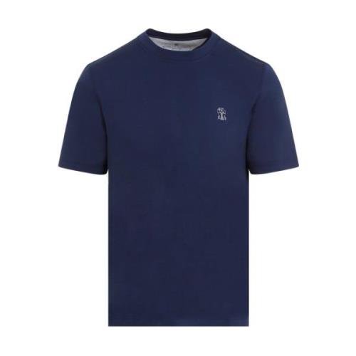 Brunello Cucinelli Blå Bomull T-shirt Casual Stil Blue, Herr