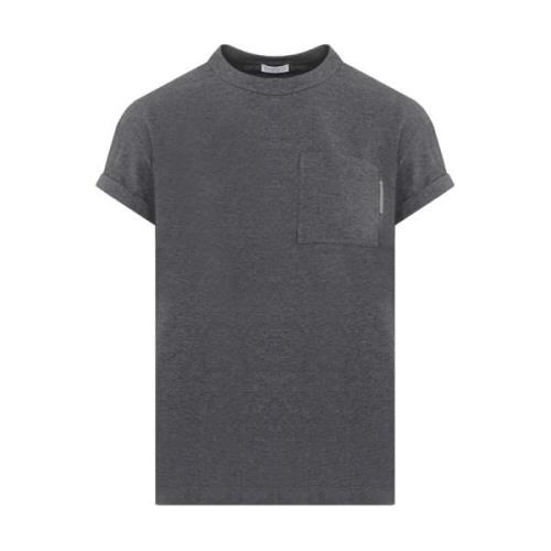 Brunello Cucinelli Grå Bomull T-shirt Crew Neck Gray, Dam