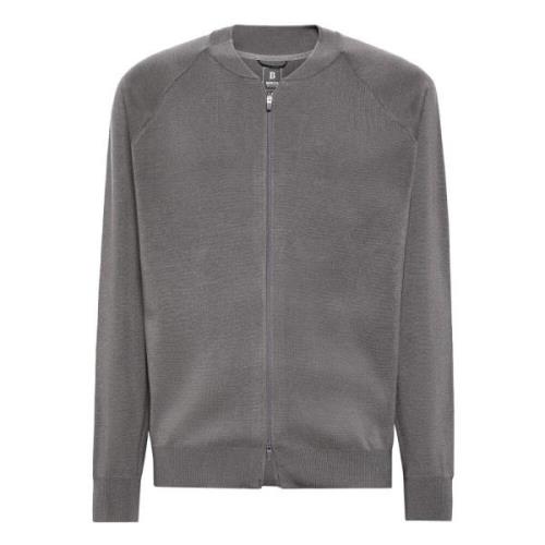 Boggi Milano B Tech Tech Bomber Jacket i Merinoull Gray, Herr