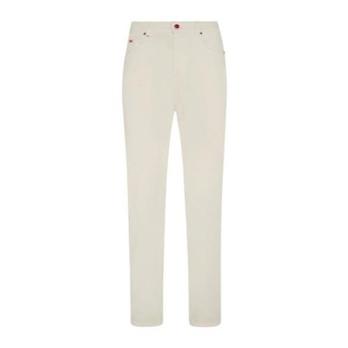 Kiton Vit Slim-Fit Bomull Denim Jeans White, Dam