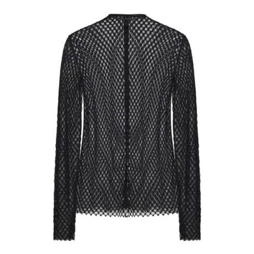 TotêMe Genomskinlig Mesh Top Svart Black, Dam