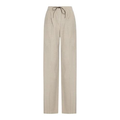 Max Mara Corduroy Wide Leg Trousers Beige, Dam