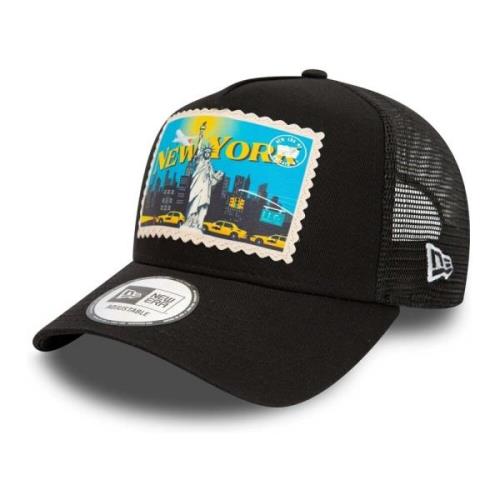 New Era Svart New York Postkort Trucker Keps Black, Herr