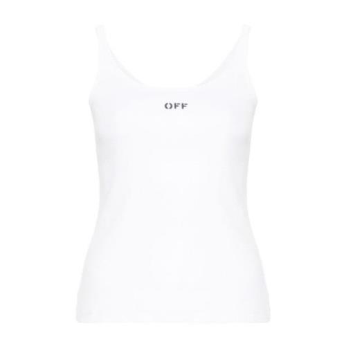 Off White Vit Elastisk Tanktop White, Dam