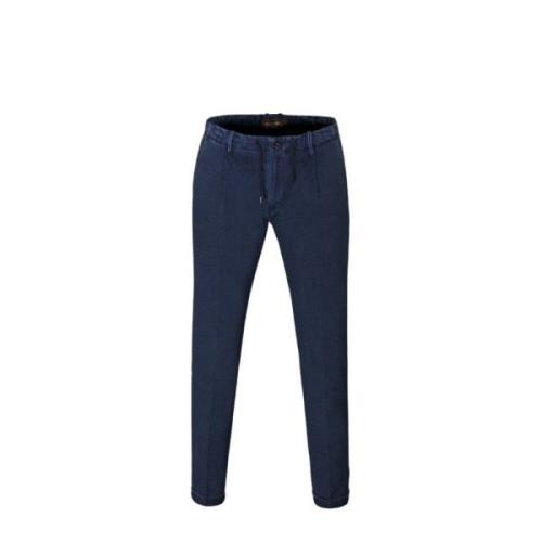 Moorer Lätt Denim Chino Byxor Blue, Herr