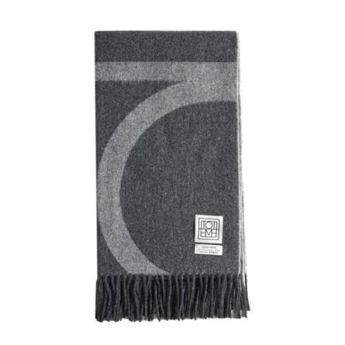 TotêMe Monogram Jacquard Ullsjal med Fransar Gray, Dam