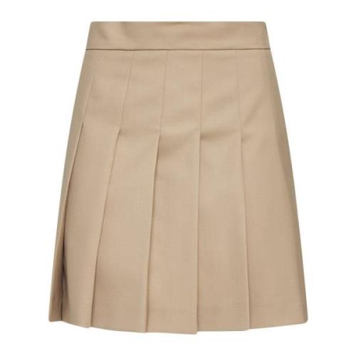 Max Mara Studio Angel Tan Veckad Minikjol Beige, Dam