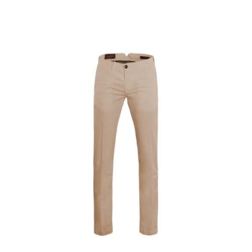 Moorer Lyxiga Chino Byxor i Sea Island Bomull Beige, Herr