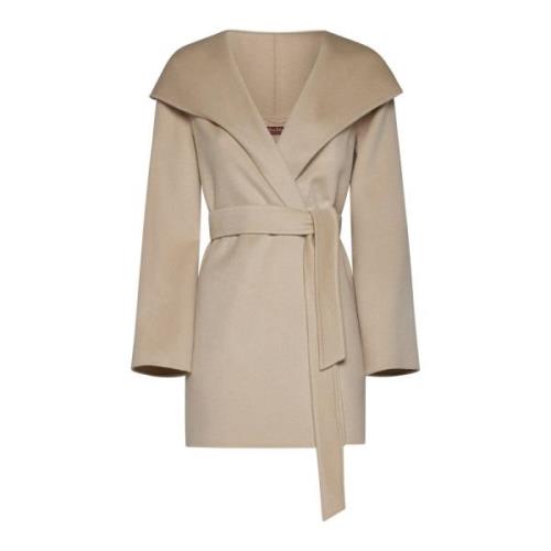 Max Mara Studio Vidim Sand Ull Kort Kappa Beige, Dam