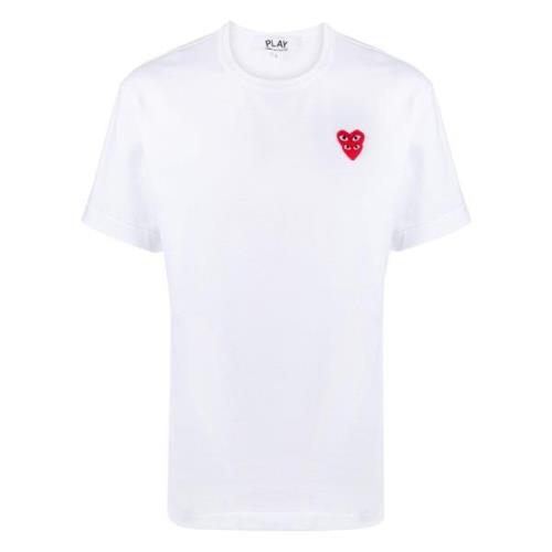 Comme des Garçons Play Stickad T-shirt för män White, Herr