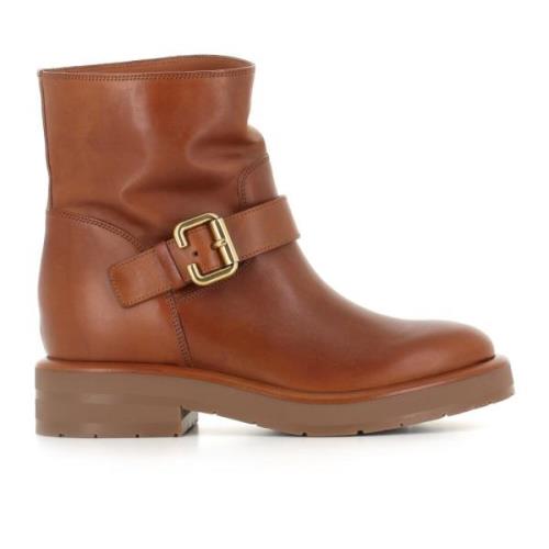 Chloé Cognac Läderkilboots Brown, Dam