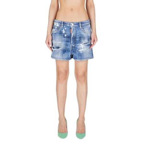 Dsquared2 Denim Shorts - Blå, Distressed Stil Blue, Dam