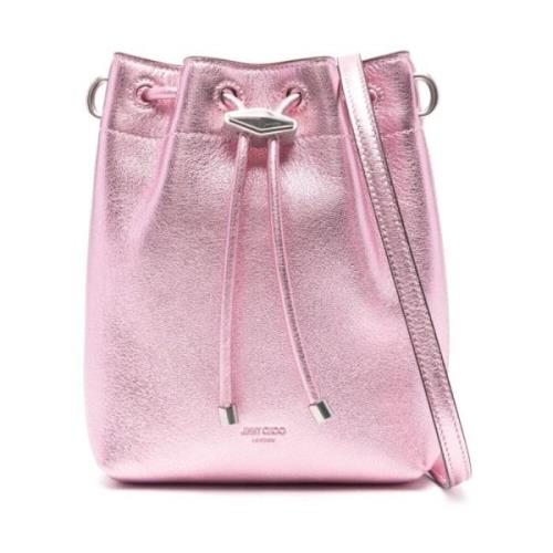 Jimmy Choo Rosa Metallic Läder Axelväska Pink, Dam