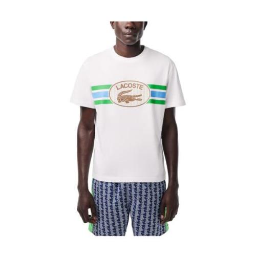 Lacoste Vit T-shirt med Krokodillogotyp White, Herr