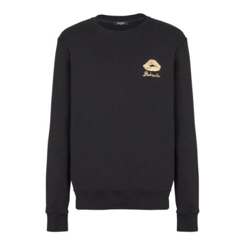 Balmain Sweatshirt med kyssmönster Black, Herr