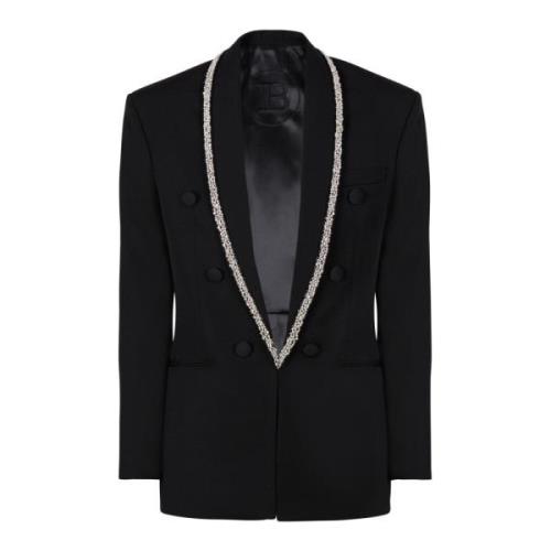 Balmain Kornjacka med broderad krage Black, Herr