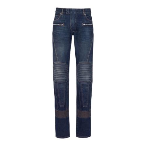 Balmain Denim straight-leg biker jeans Blue, Herr