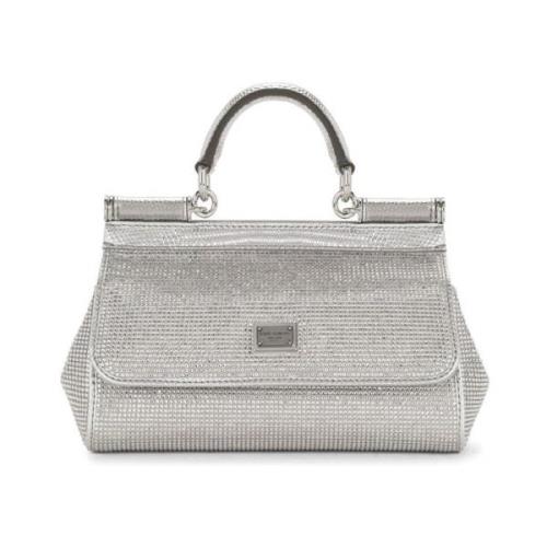 Dolce & Gabbana Rhinestone Smyckad Sidenväska Gray, Dam