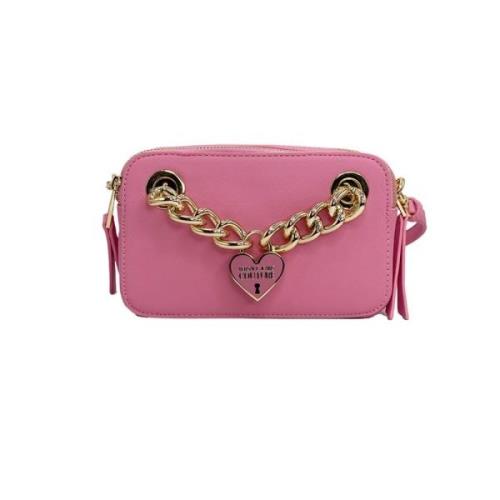 Versace Jeans Couture Rosa Kedja Hjärta Charm Läder Väska Pink, Dam