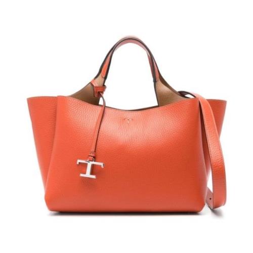 Tod's Kornig Textur Orange Läder Axelväska Orange, Dam