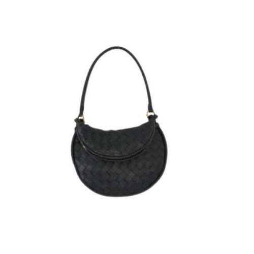 Bottega Veneta Svart Intrecciato Hobo-väska med Guldhardware Black, Da...