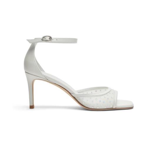 Stuart Weitzman Elegant Square Toe Sandal White, Dam