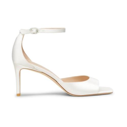 Stuart Weitzman Elegant Square Toe Sandal White, Dam