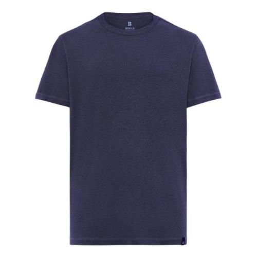 Boggi Milano Blandad Linne Bomull Jersey T-shirt Blue, Herr