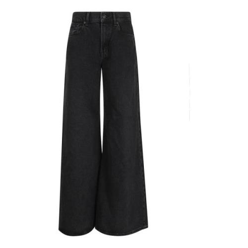 7 For All Mankind Svarta Wide Leg Jeans Black, Dam