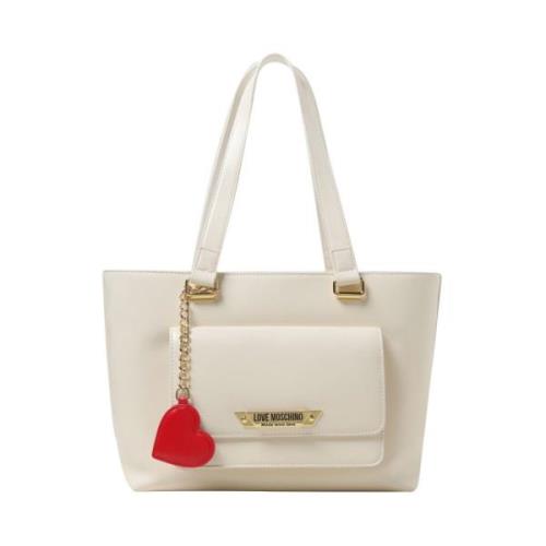 Moschino Ivory Shopper Väska Elegant Modern Beige, Dam