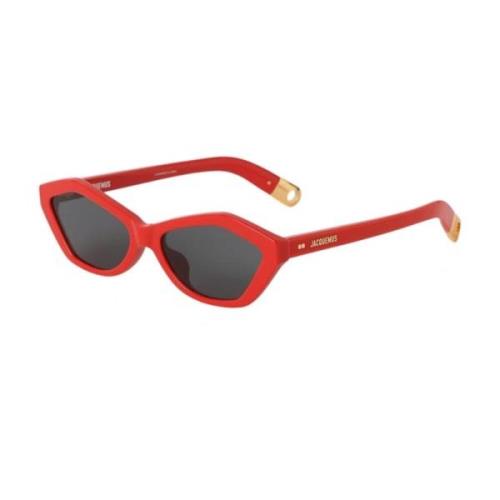 Jacquemus Strand Solglasögon Rött Ram Grå Linser Red, Unisex