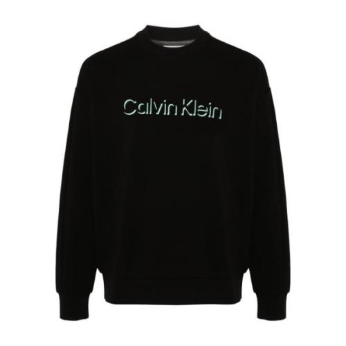 Calvin Klein Svart Bomull Crewneck Tröja Black, Herr