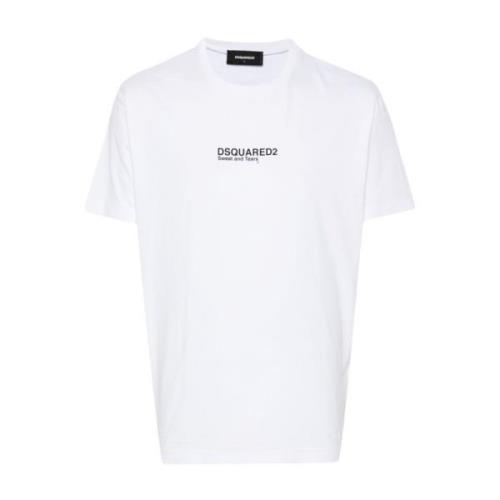 Dsquared2 Vita T-shirts och Polos med Logotyptryck White, Herr