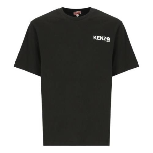 Kenzo Svart Blomtryck Crew Neck T-shirt Black, Herr