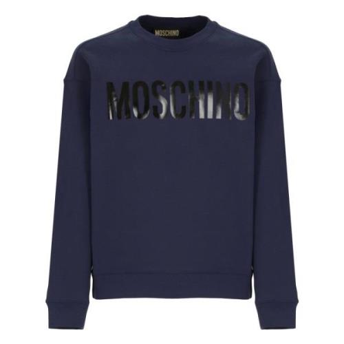 Moschino Blå Bomullsweatshirt Rund Hals Logo Blue, Herr