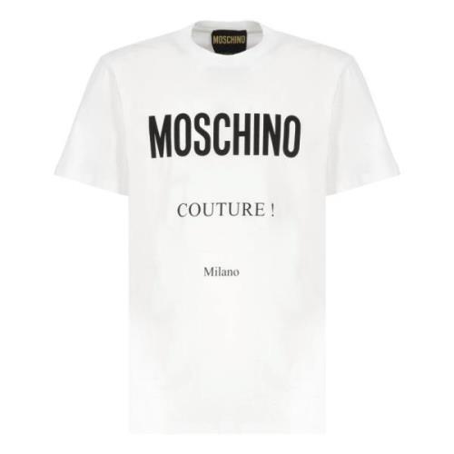 Moschino Vit T-shirt med logotryck White, Herr