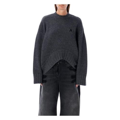 The Attico Grå Oversized Stickad Tröja Aw24 Gray, Dam