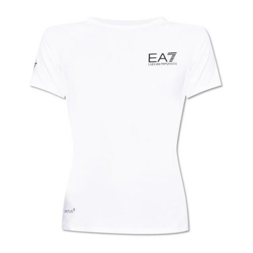 Emporio Armani EA7 T-shirt med tryckt logotyp White, Dam