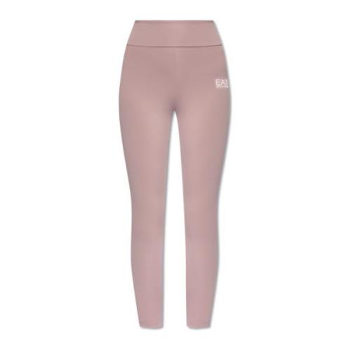 Emporio Armani EA7 Leggings med tryckt logotyp Purple, Dam