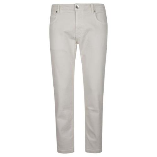 Eleventy Denim Stretch och Läderbyxor White, Herr