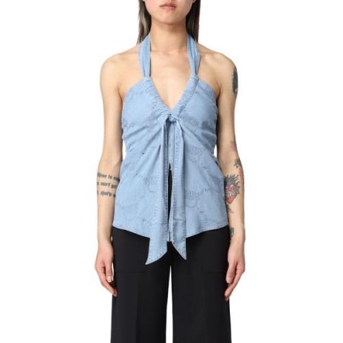 Pinko Sleeveless Tops Blue, Dam