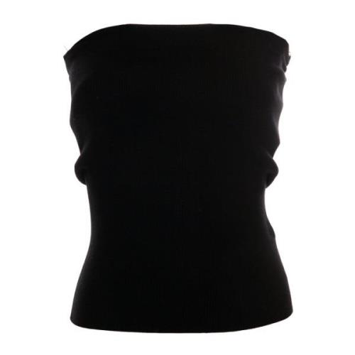 Drykorn Ärmlös Bandeau Stickad Topp Black, Dam