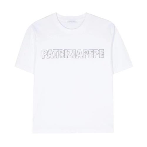 Patrizia Pepe Glittrande Logotopp White, Dam