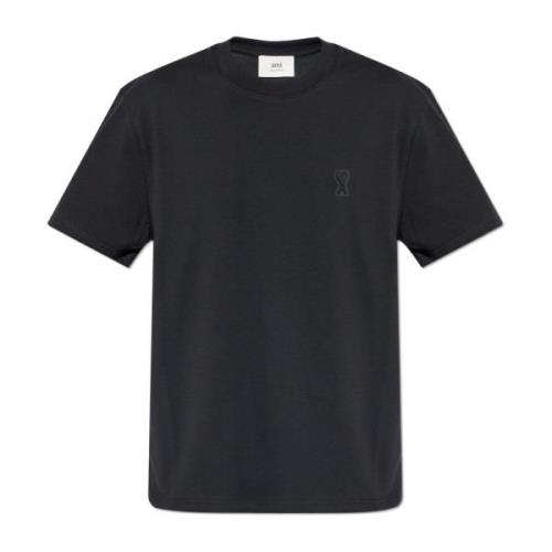 Ami Paris T-shirt med präglat logotyp Black, Herr