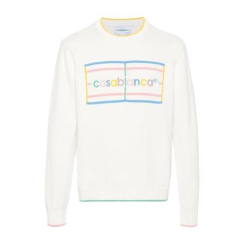 Casablanca Chenille Logo Patch Sweater White, Herr