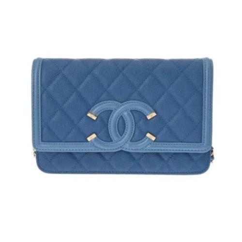 Chanel Vintage Pre-owned Laeder axelremsvskor Blue, Dam