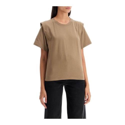 Isabel Marant Bomull T-shirt med Utökade Axlar Beige, Dam