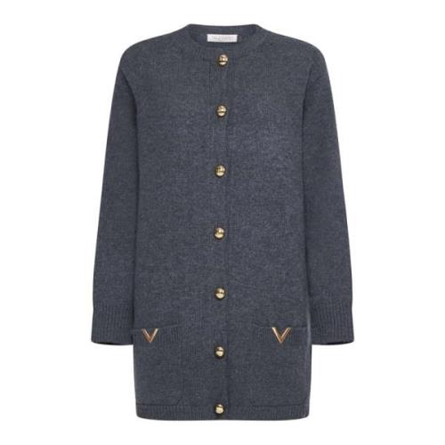 Valentino Elegant Cardigan Sweaters Gray, Dam